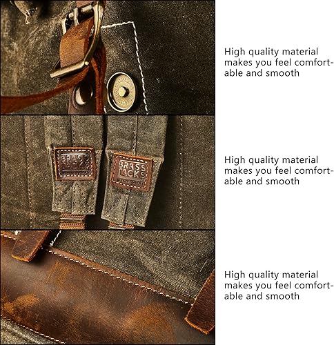 Miniatura 3 de BRASS TACKS Leathercraft Mochila de tela encerada para hombres, casual, de 15.6" para laptop, Marrón oscuro, Mochilas de mochila