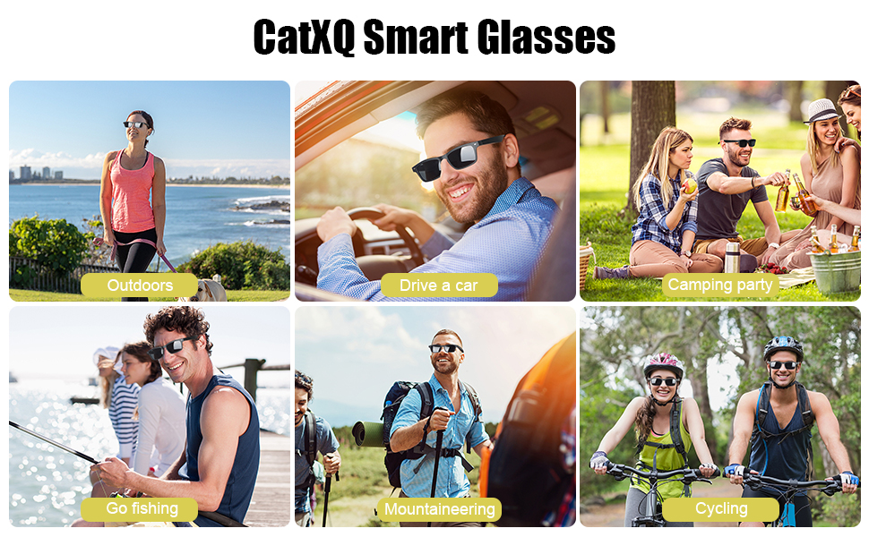 Amazon | CatXQスマートメガネ、ワイヤレスブルートゥース、IP 5防水