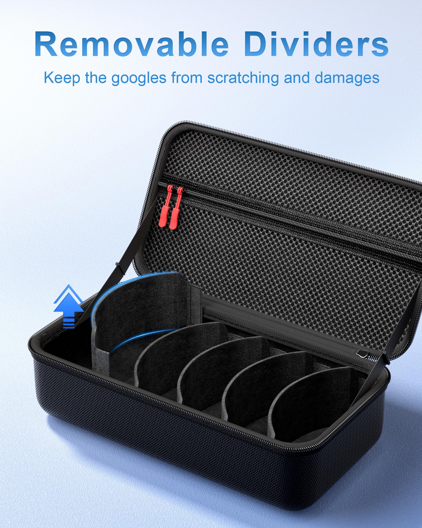 ProCase Grand Étui à Lunettes de Ski, Housse Rigide et Rangement Protégé Masque de Ski avec Poignée, Boîte pour Masque, Sac de Transport Goggle Case Protection
