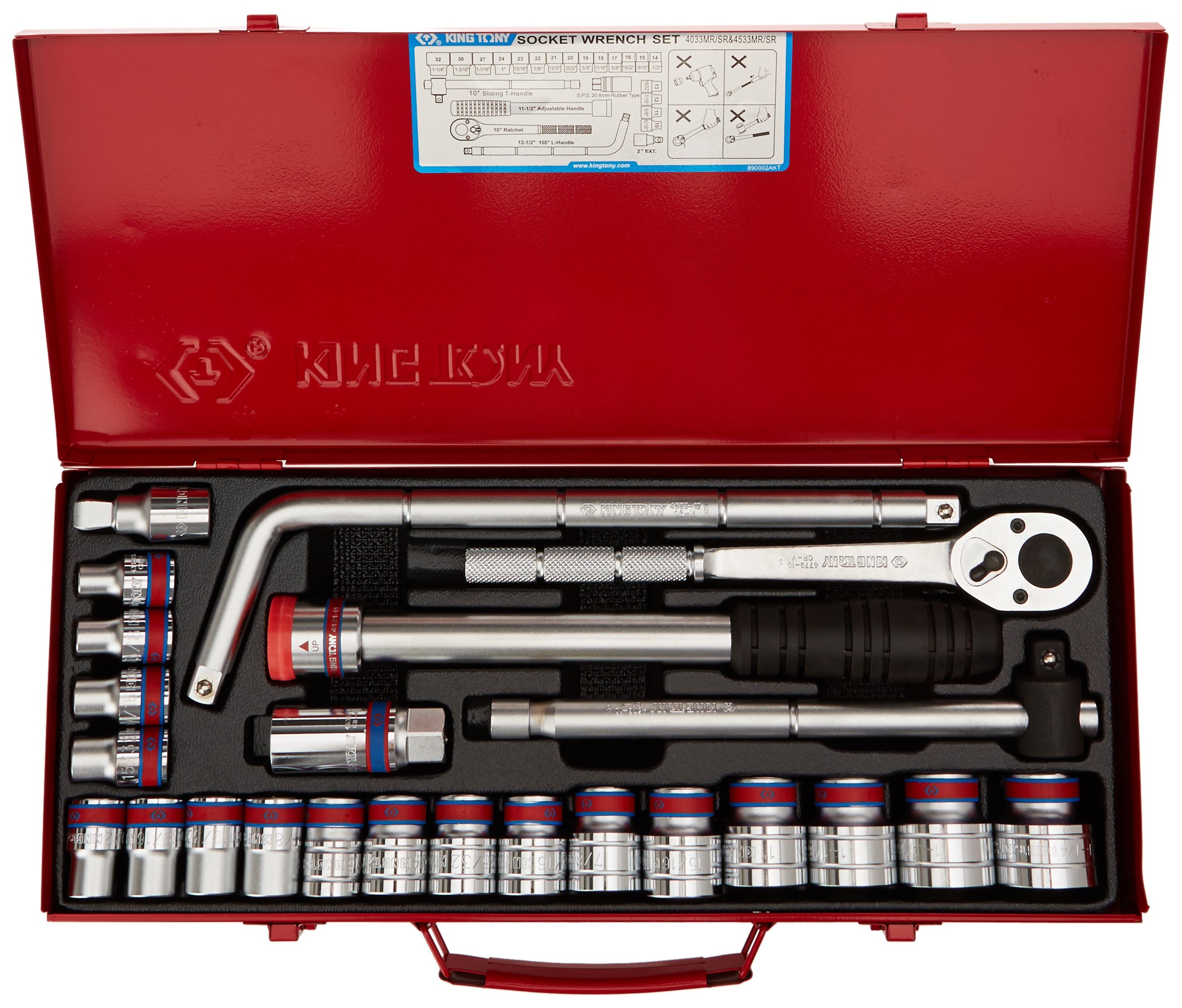 Image secondaire de Coffret de Douilles KING TONY 4533SR avec Accessoires - Set de 24 pièces