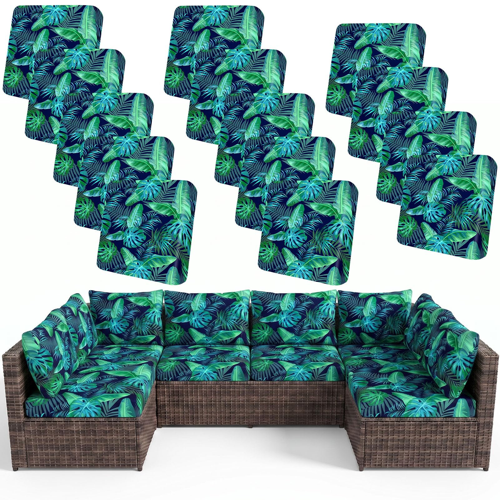 14Pcs Patio Cushion Covers Stretch Outdoor Furniture Protector Slipcovers