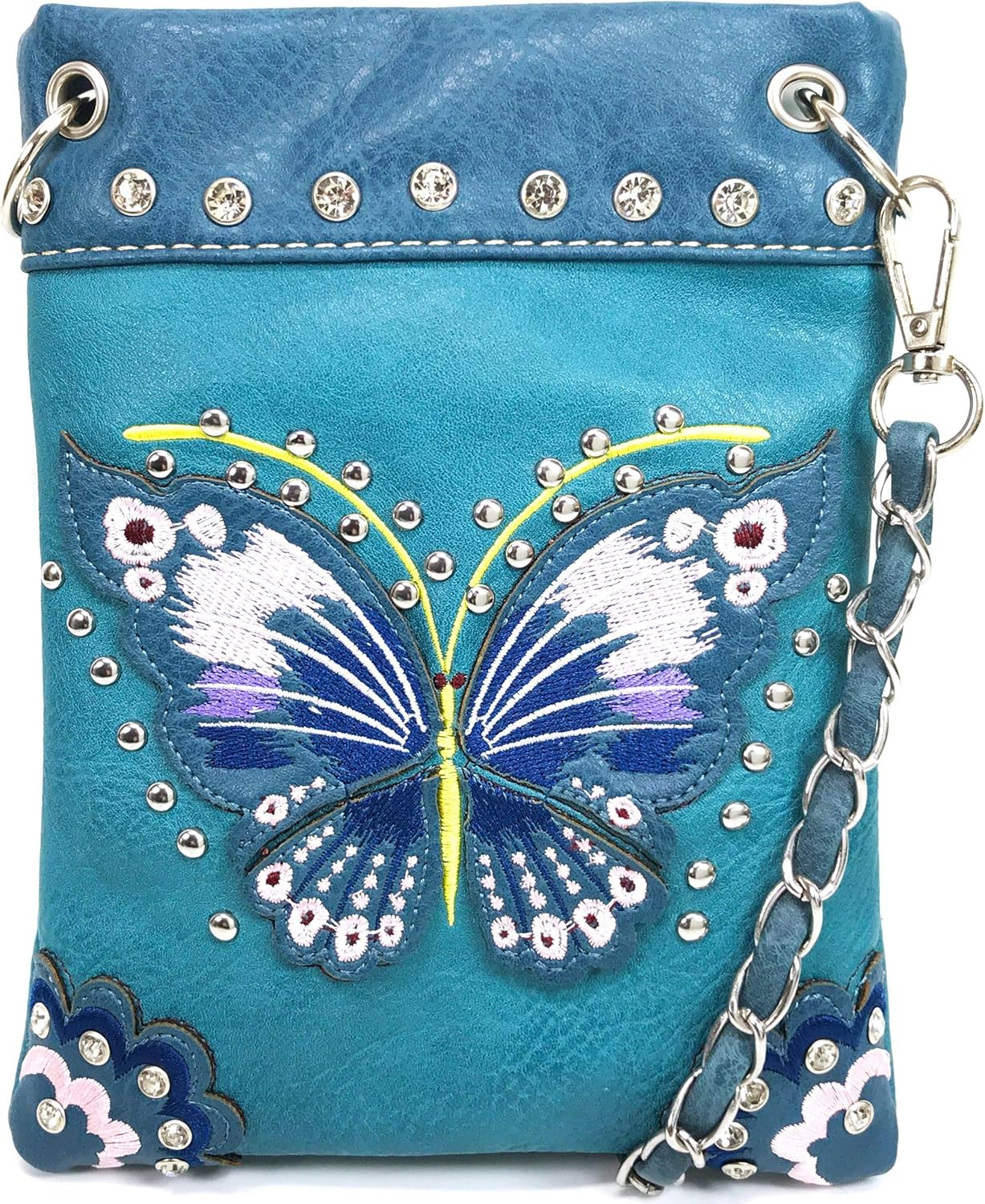 Zelris Peacock Butterfly Floral Embroidery Crossbody Small Crossbody Purse Bag