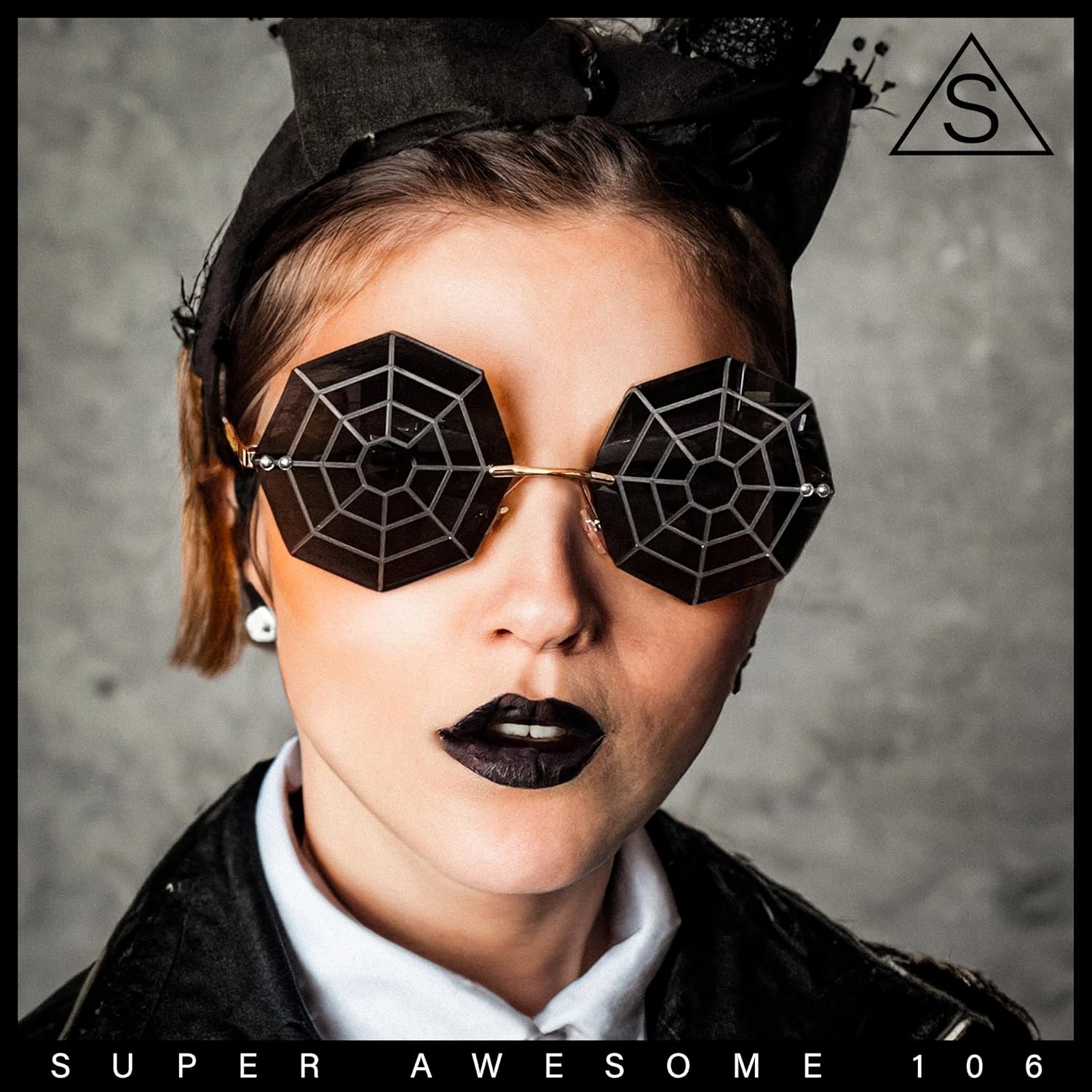 SA106 Funky Spider Web Octagon Rimless Gothic Halloween Party Sunglasses