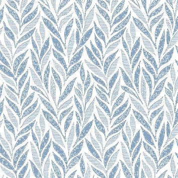 44CM*3M Blue Floral Peel and Stick Wallpaper Boho Self-Adhesive Wallpaper Vintage Leaf & Botanical Pattern Waterproof Vinyl for Cabinets, Accent Walls & DIY Home D cor Easy Install Bubble Free