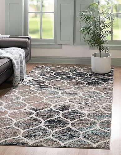 Miniatura 242 de Rugs.com Lattice Frieze Collection Alfombra – 4 x 6 pies, alfombra mediana negra perfecta para salas de estar, comedores grandes, planos abiertos