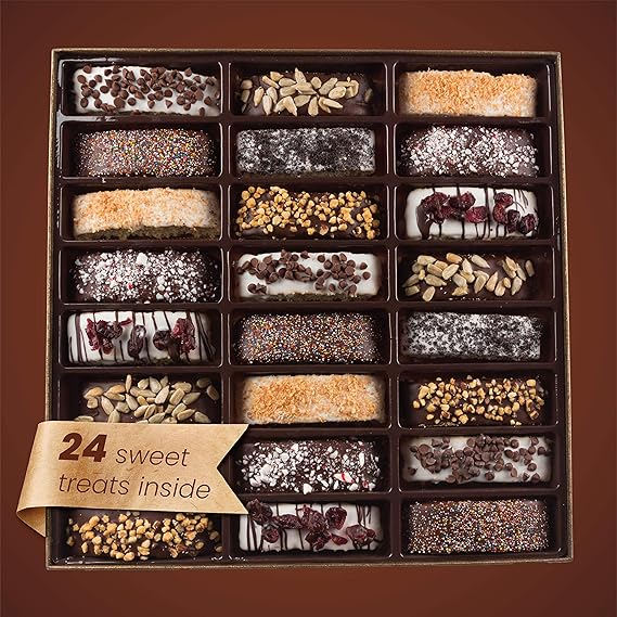 Barnetts Fathers Day Chocolate 24 Biscotti Gift Baskets, Gourmet Cookie Gifts Box for Him and Her Food Baskets Delivery, Candy Basket Ideas for Men, Dad, Father, Grandfather, Husband, Brother, Son, Grandson