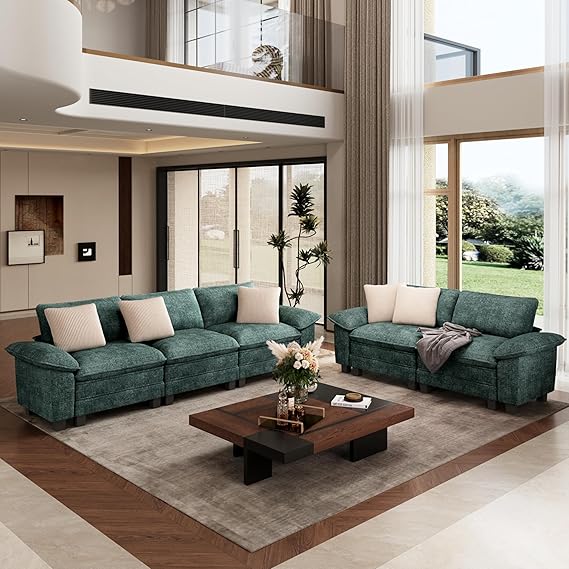 PHI VILLA 2 Pieces Living Room Sofa Set,Modern Loveseat & 3