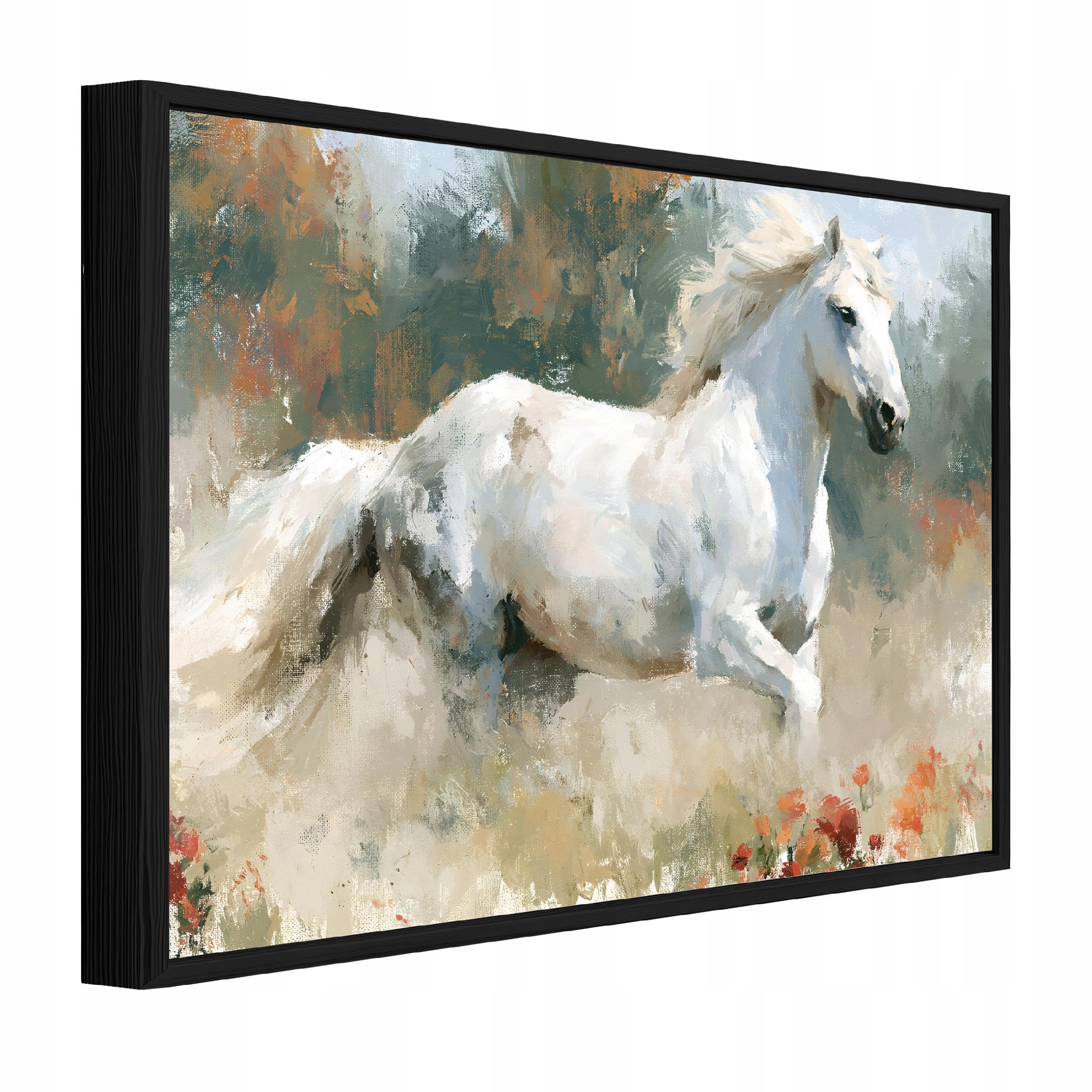 WallArena - Canvas Pictures with Frame Horse Beige 90 x 60 cm