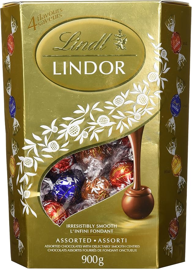 Lindt Lindor Assorted Chocolate Truffles, Value Pack, 900gram/1.98pound. Assortment of 4 Flavors
