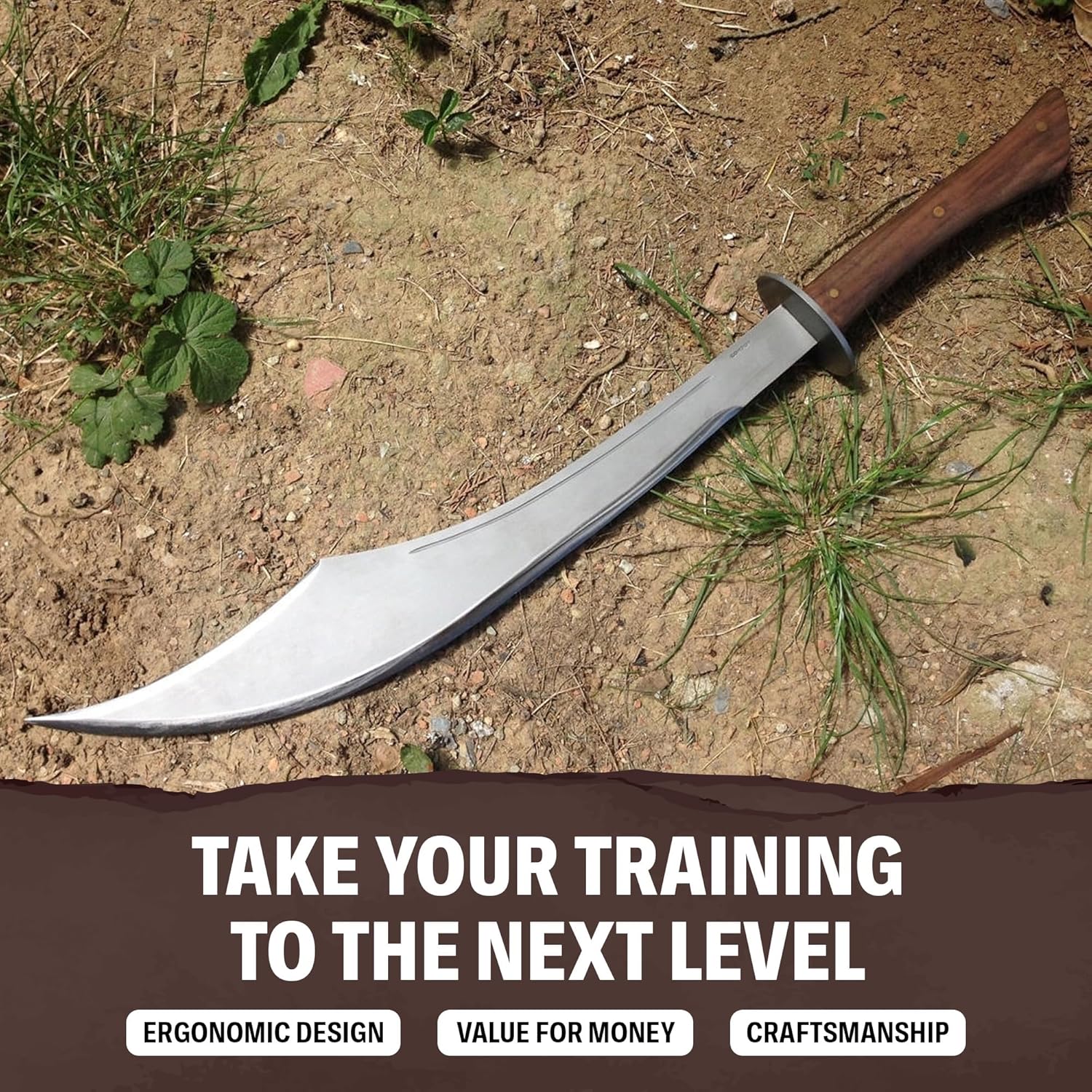 Condor Tool & Knife Sinbad Scimitar Sword - 1075 High Carbon Steel Arabian Sword with a Walnut Handle - Handcrafted Welted Leather Sheath - 21in Blade - 43oz