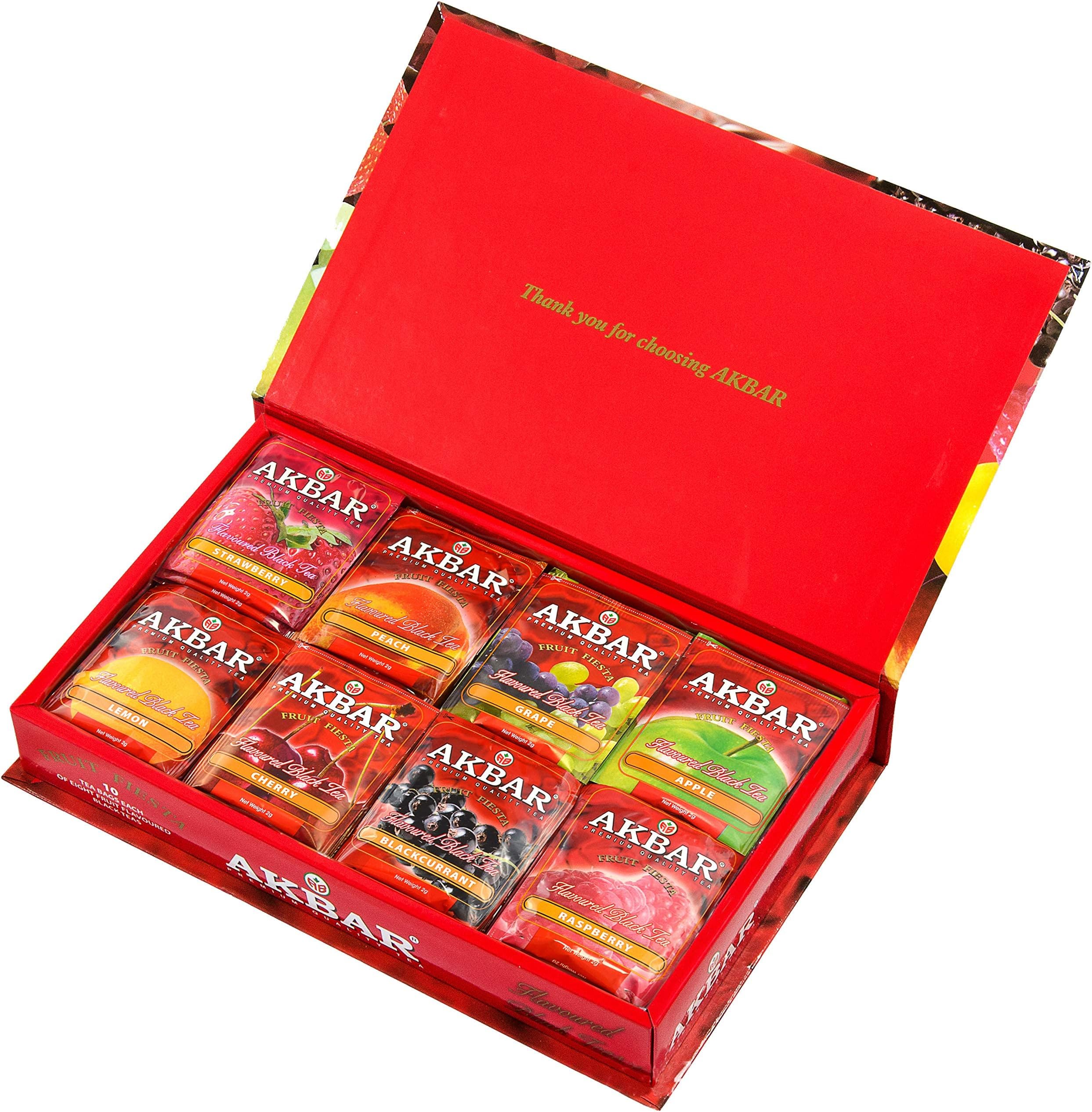 Premium Quality Tea Fruit Flavored Black Tea Bags 80 Bags in a Gift Box (160 g / 5.6 oz)