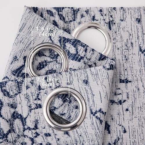 Miniatura 7 de KOUFALL Cortinas opacas bonitas con diseño, azul marino y gris blanco Ikat cortinas únicas para sala de estar, 63 pulgadas de largo