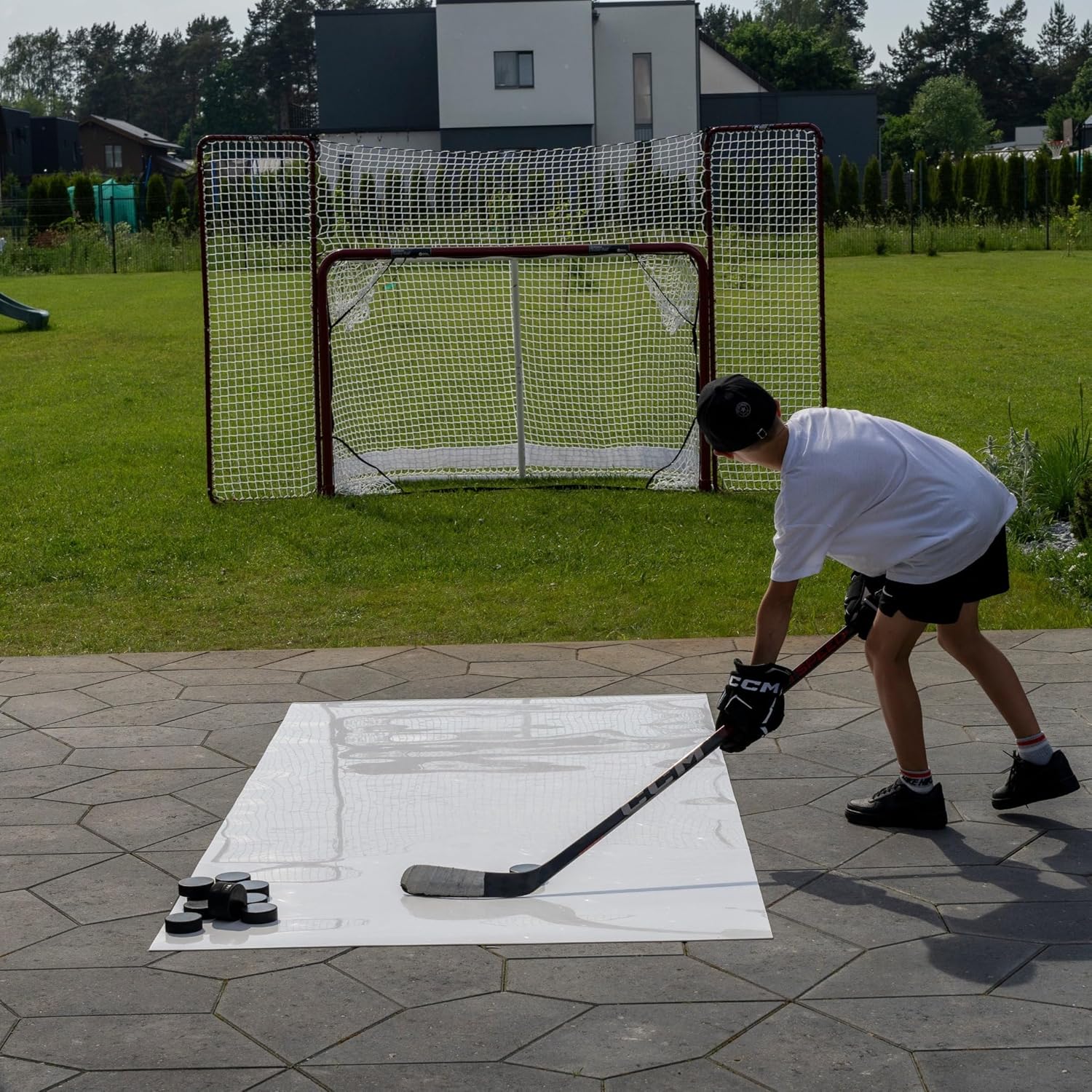 Better Hockey Portable Roll-Up Shooting Pad - Feels Like Real Ice, for Passing Stickhandling and One Timers, Large 4 Foot x 8.5 Foot Size