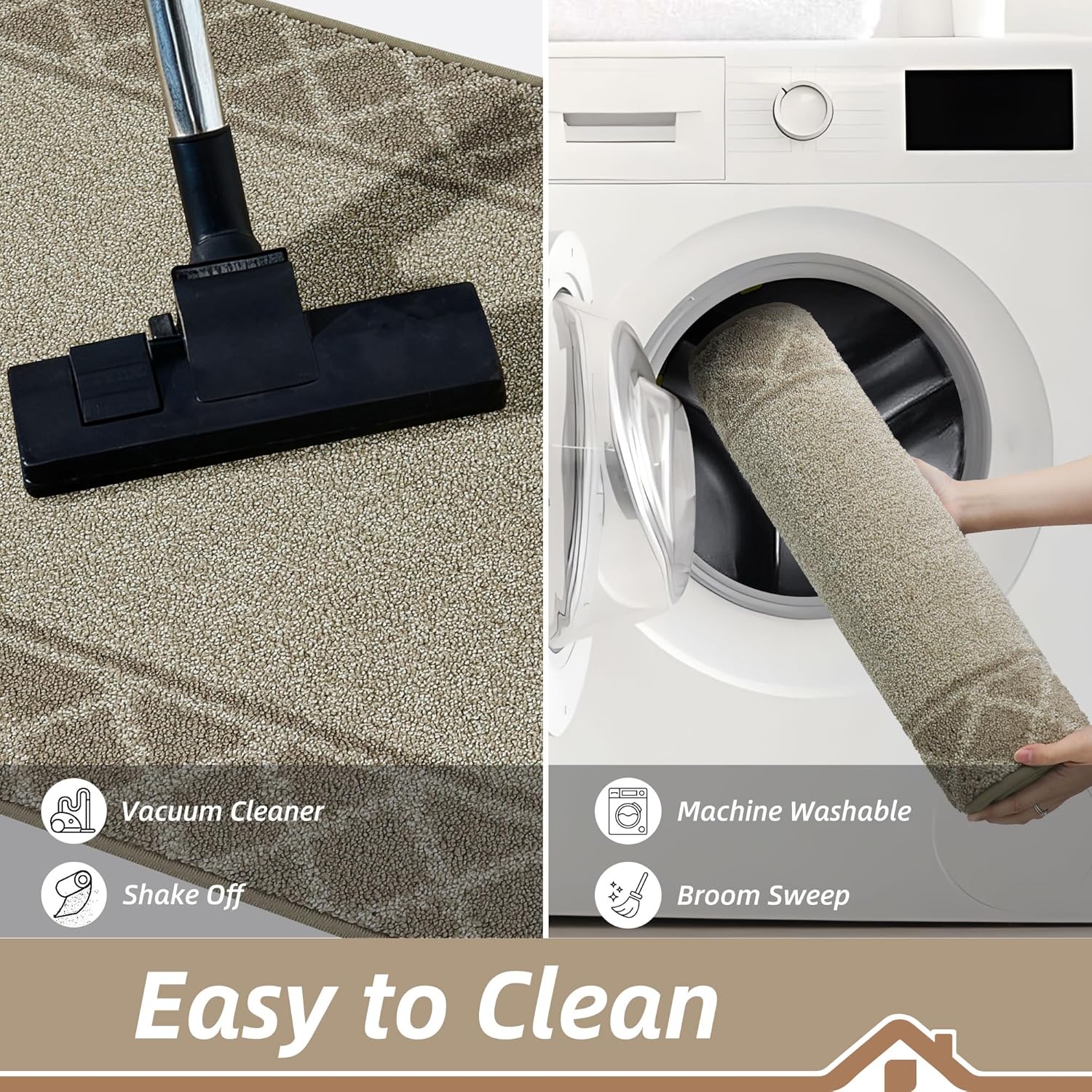 BEQHAUSE Door Mat Dirt Trapper Non Slip Entryway Rugs Absorbent Welcome Mat Low Profile Washable Front Door Mat for Muddy Paws,Entrance,Hallway, 20" x 32", Beige - Image 7