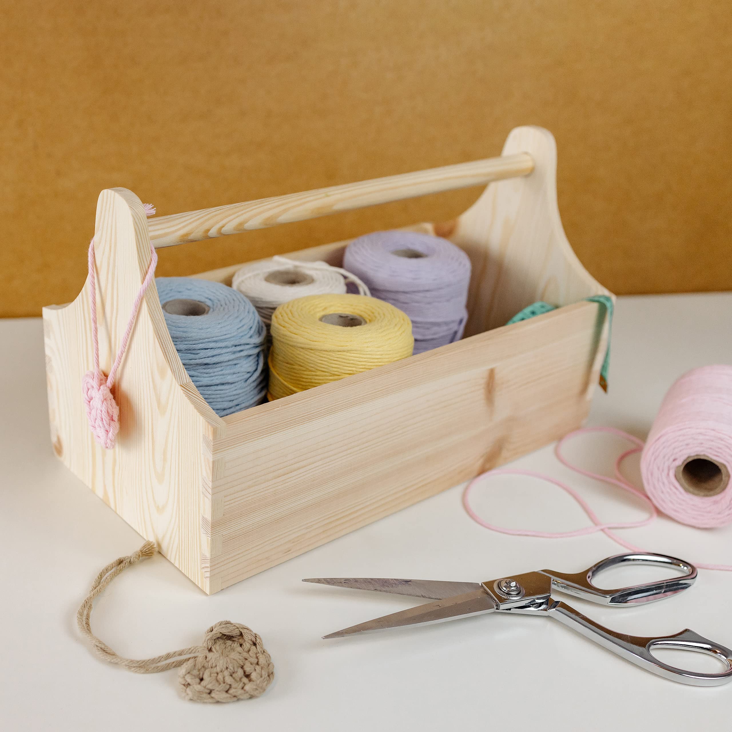 Creative Deco Unpainted Wooden Toolbox Storage Box | 13.38 x 7.08