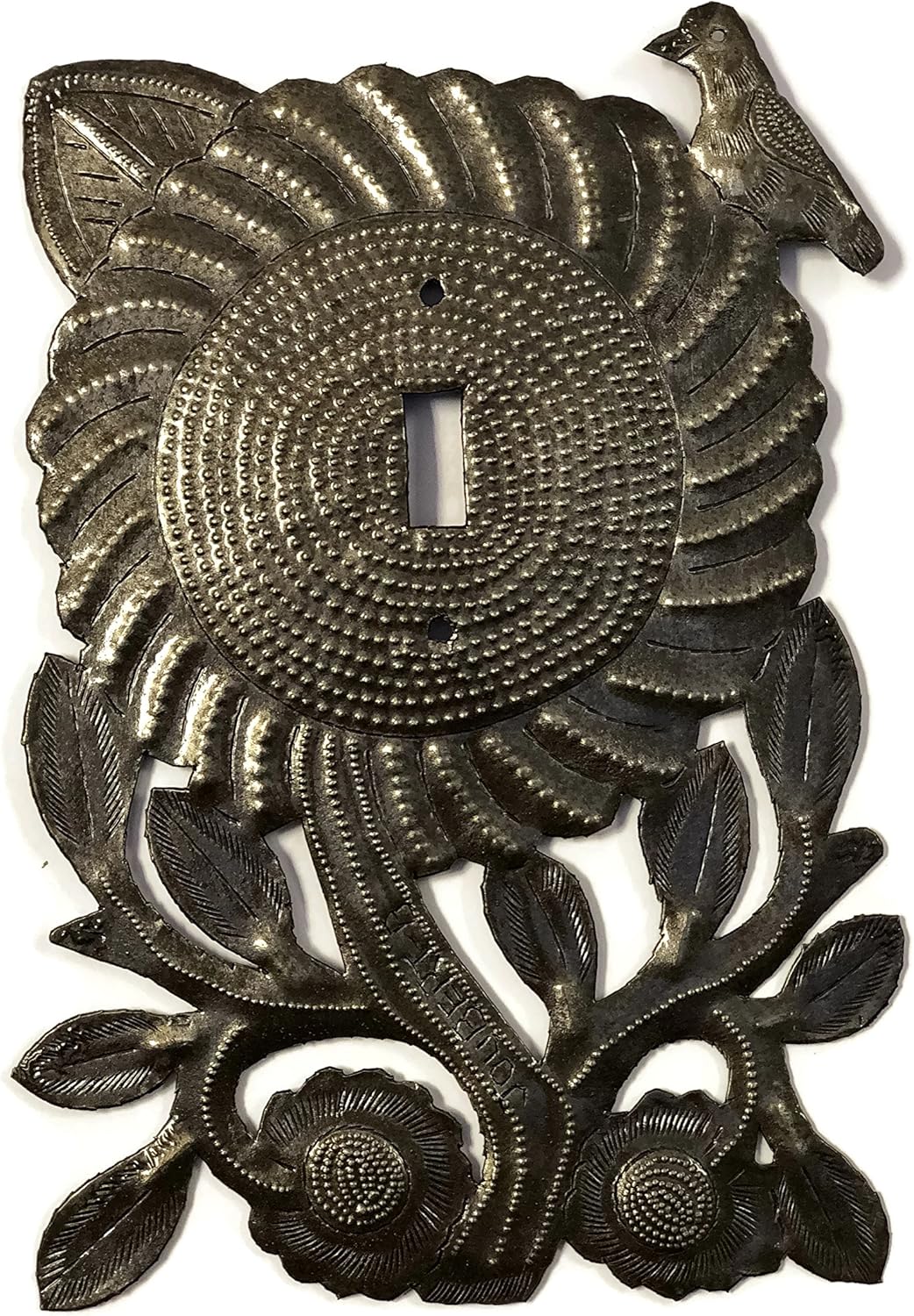 Electrical Light Cover, Sunflower with Bird Switch Plate, Handmade in