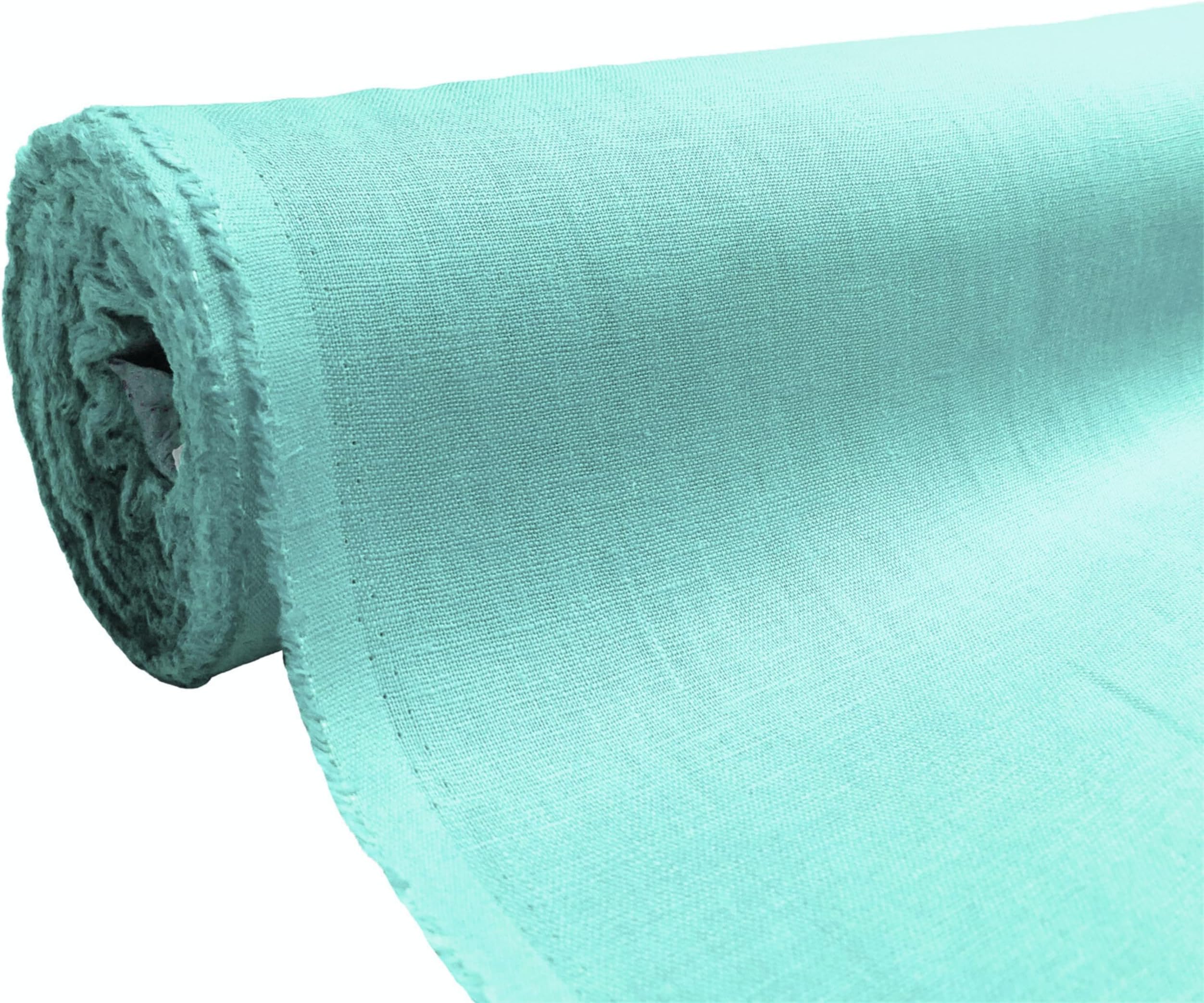 A-Express Natural Pure 100% Linen Fabric Soft Material Vintage Dressmaking Fashion Flax Bag 140cm Wide - 1 Metre 100cm x 140cm Aqua