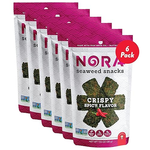Miniatura 7 de NORA - Bocadillos originales de algas marinas crujientes  Bocadillo asiático bajo en carbohidratos  Vegano, sin gluten, verificado sin OMG  Paquete