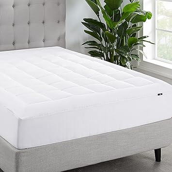 Serta ComfortSure Mattress Cover, Fitted Pillow Top Mattress Pad, Super Soft and Breathable Quilted Cotton Protector with 18" Elastic Deep Pockets for Secure Fit, King, White