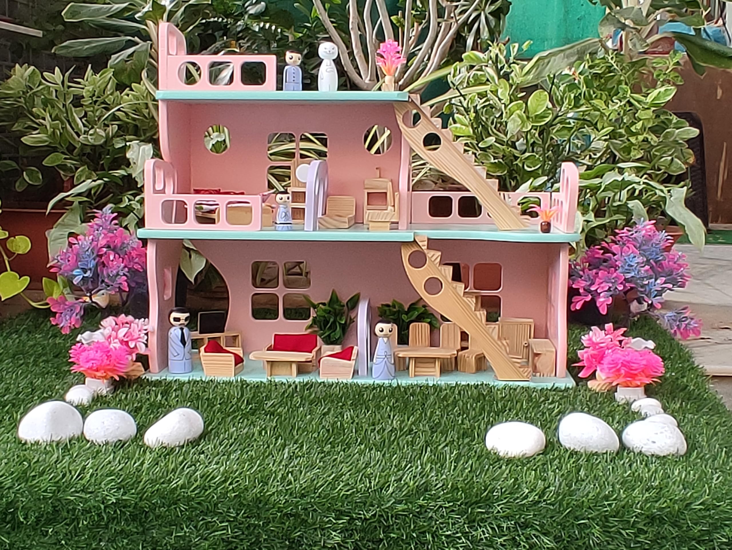 TinyMinyWorld Wooden Big Dollhouse Castel Large with Furniture playset Fully Loaded (Colour Castel) (Large Castle) (2 Story Farmhouse Large) (B0D8W9G7DY) Amazon Price History, Amazon Price Tracker