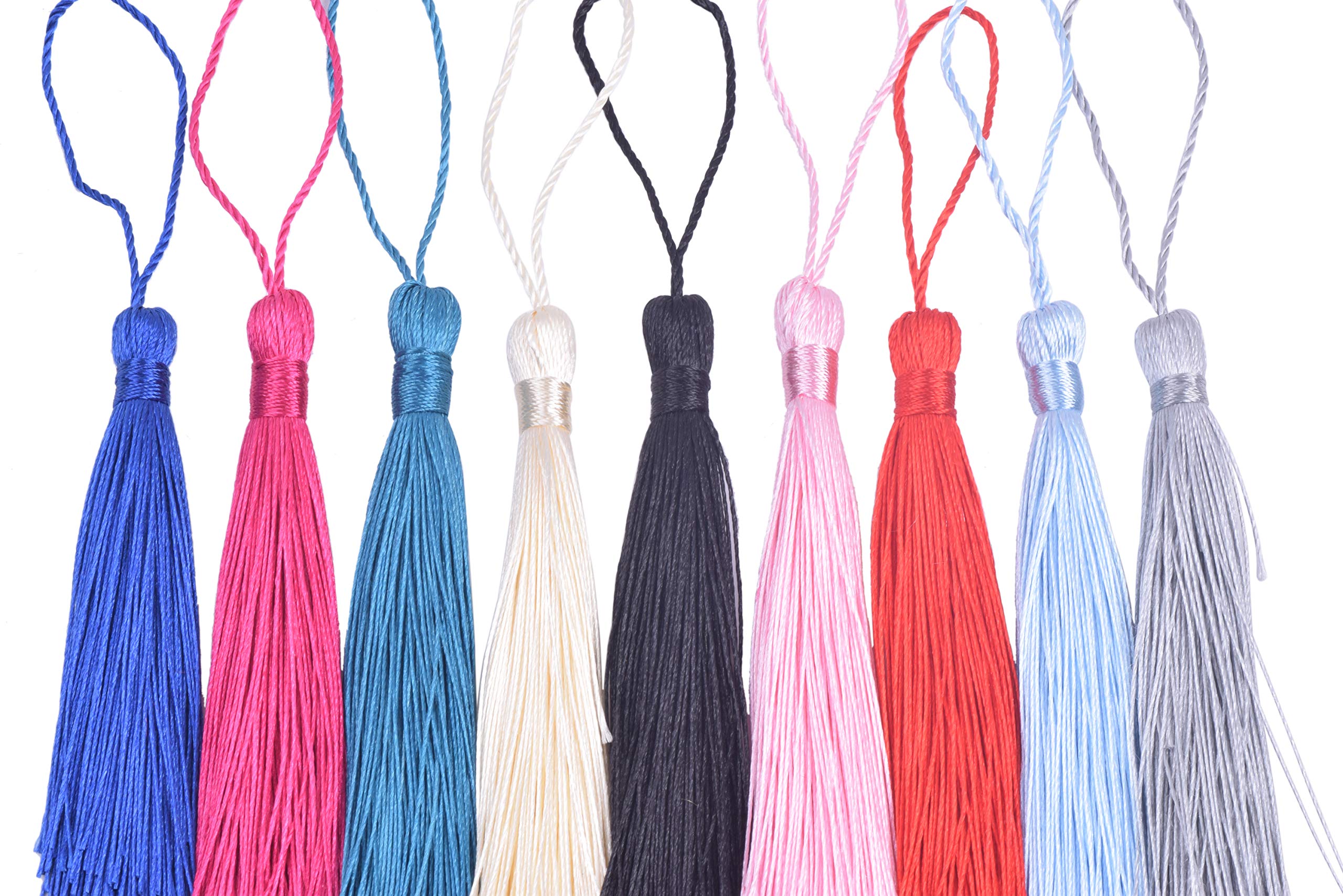KONMAY 20pcs Silky Handmade Tiny(3.5') Soft Craft Mini Tassels with Loops for Bookmarks Jewelry Making, Decoration DIY Projects (Mixed(20 colors randomly, one of each)) 1