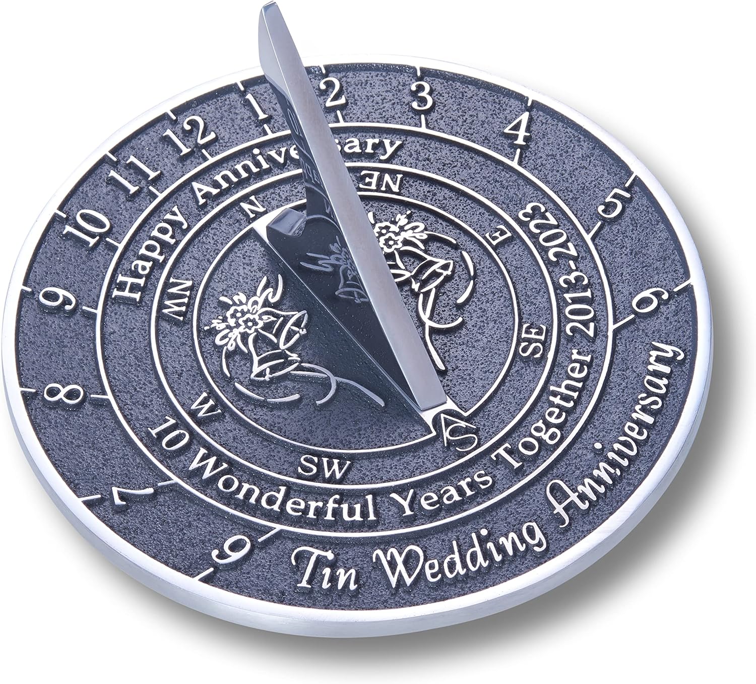 Anniversary Sundial Gift for 10th Tin Wedding Anniversary