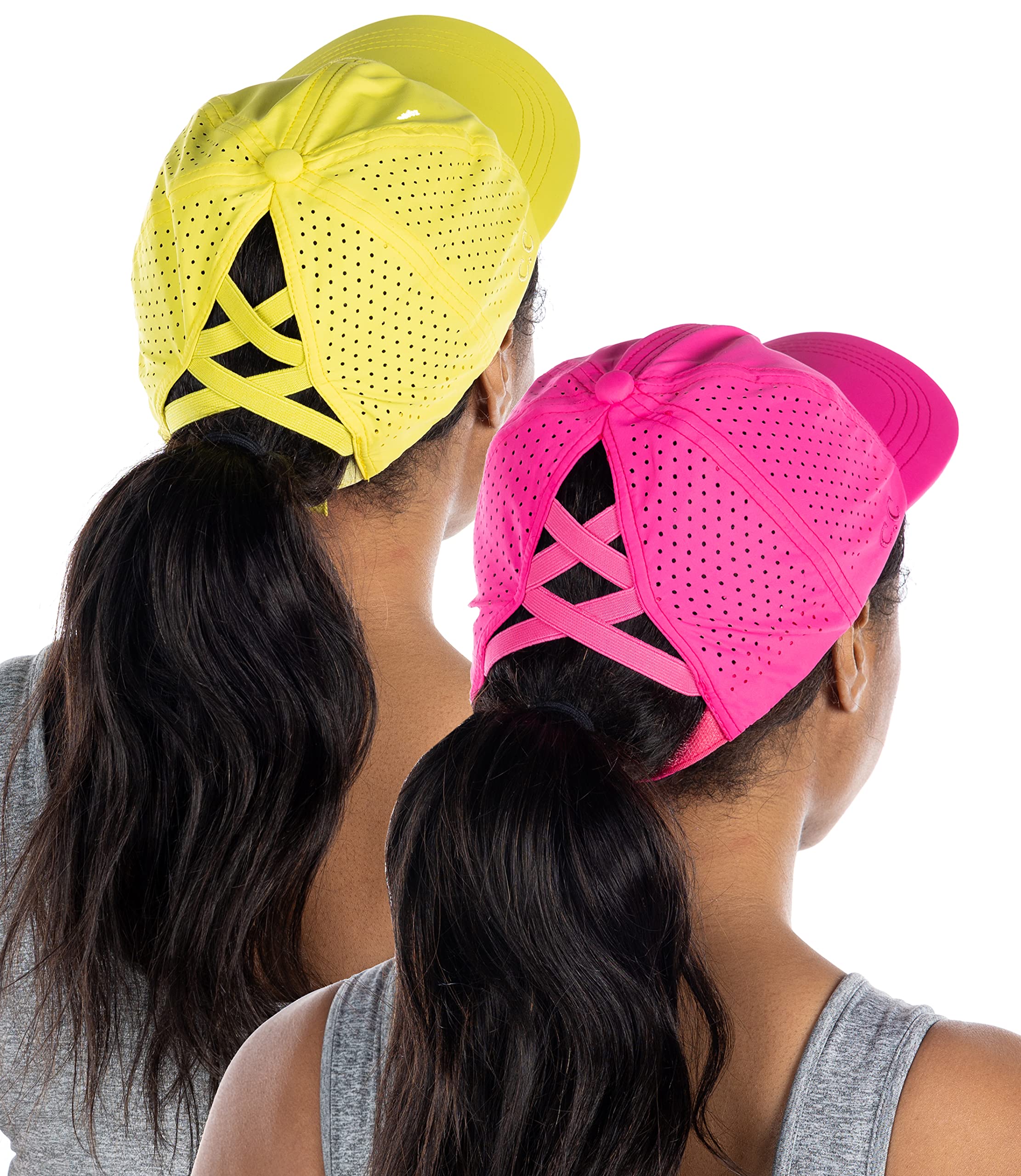 Funky Junque Criss Cross Hat Womens Baseball Cap Distressed Ponytail Messy Bun Trucker Ponycap