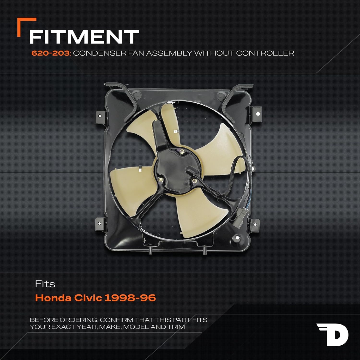 Dorman 620-203 A/C Condenser Fan Assembly Compatible with Select Honda Models