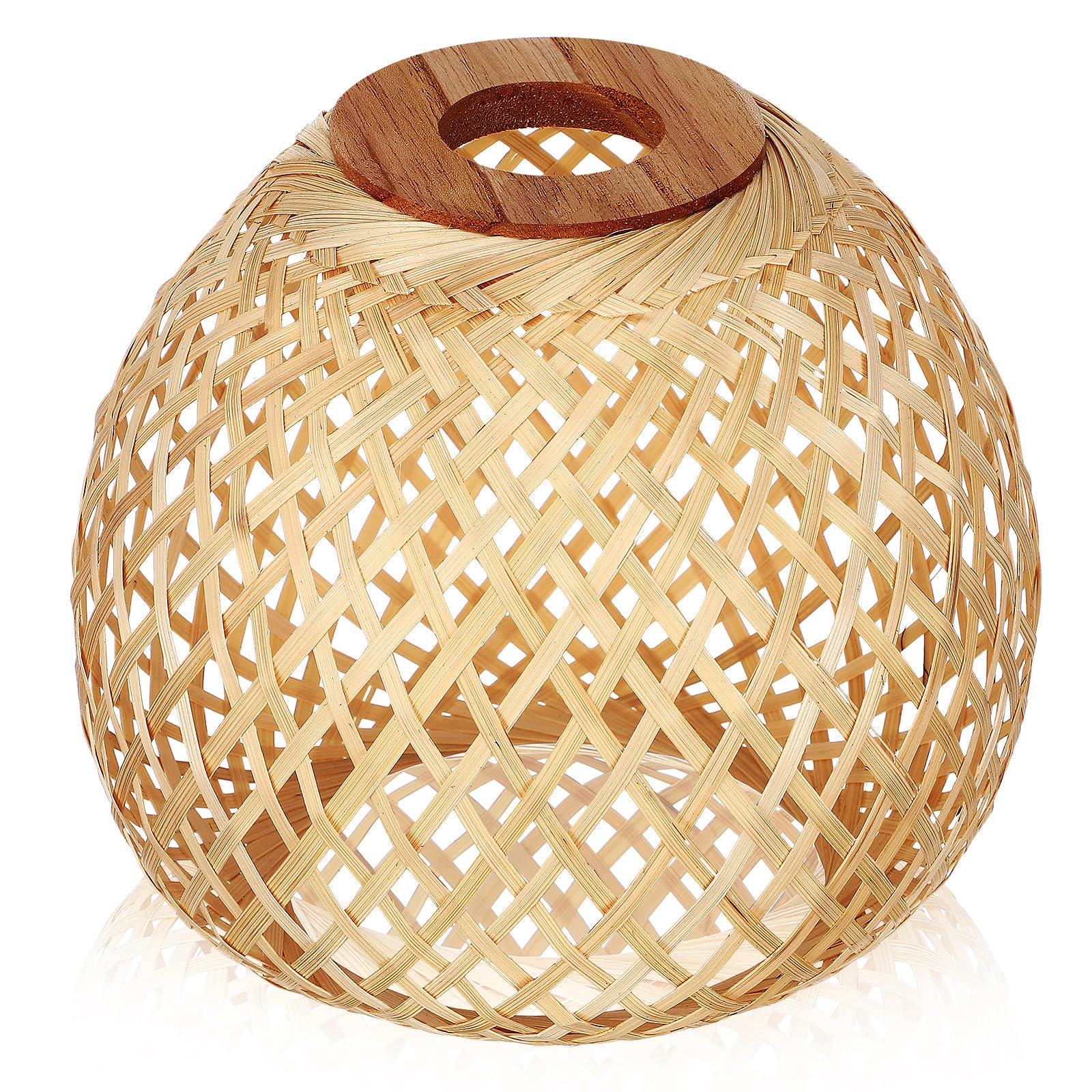 VICASKY Natural Bamboo Woven Lamp Shade for Ceiling Lights, Sturdy and Soft Lighting, Beige Rattan Pendant Lamp Shade for Dining Rooms and Living Rooms