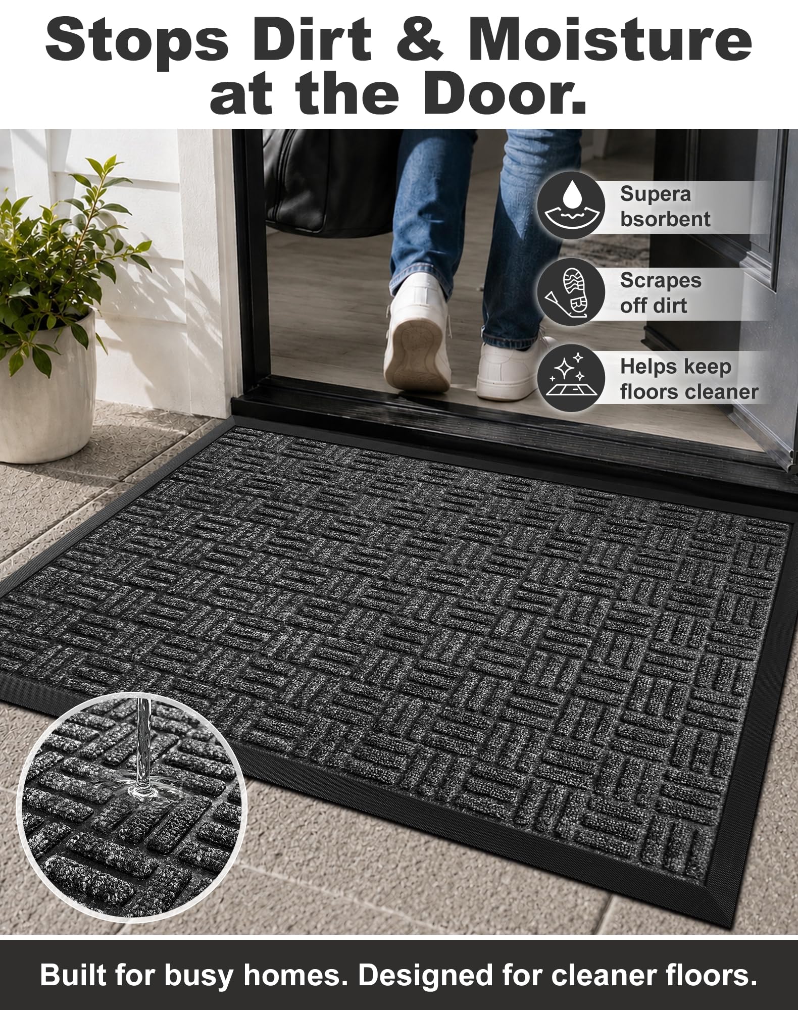 Mibao Gray Doormat - Heavy Duty Outdoor & Indoor Mat -3 Mibao Gray Doormat - Heavy Duty Outdoor & Indoor Mat -3
