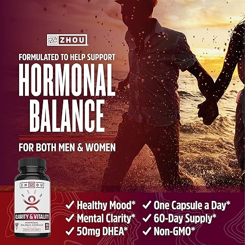 Miniatura 4 de Zhou Nutrition Zhou Dhea 50 mg | Fórmula de equilibrio hormonal para mujeres y hombres | Envejecimiento saludable | No GMO | 60 cápsulas de