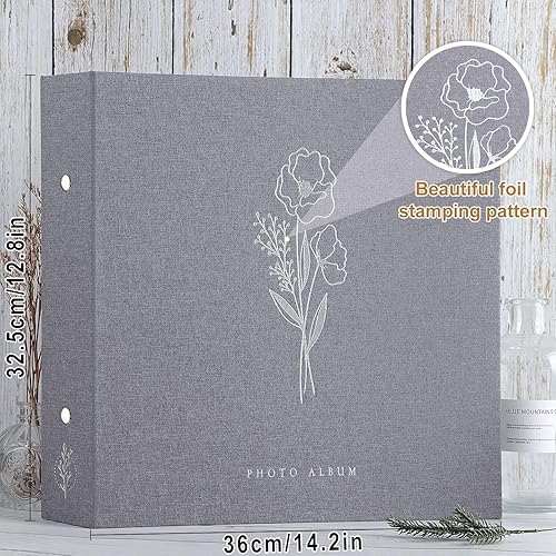 Miniatura 2 de Lanpn Álbum de fotos de 12 x 12 pulgadas, tapa dura de lino, sin ácidos, bolsillo de carga superior, libro de fotos con fundas que sostiene 100