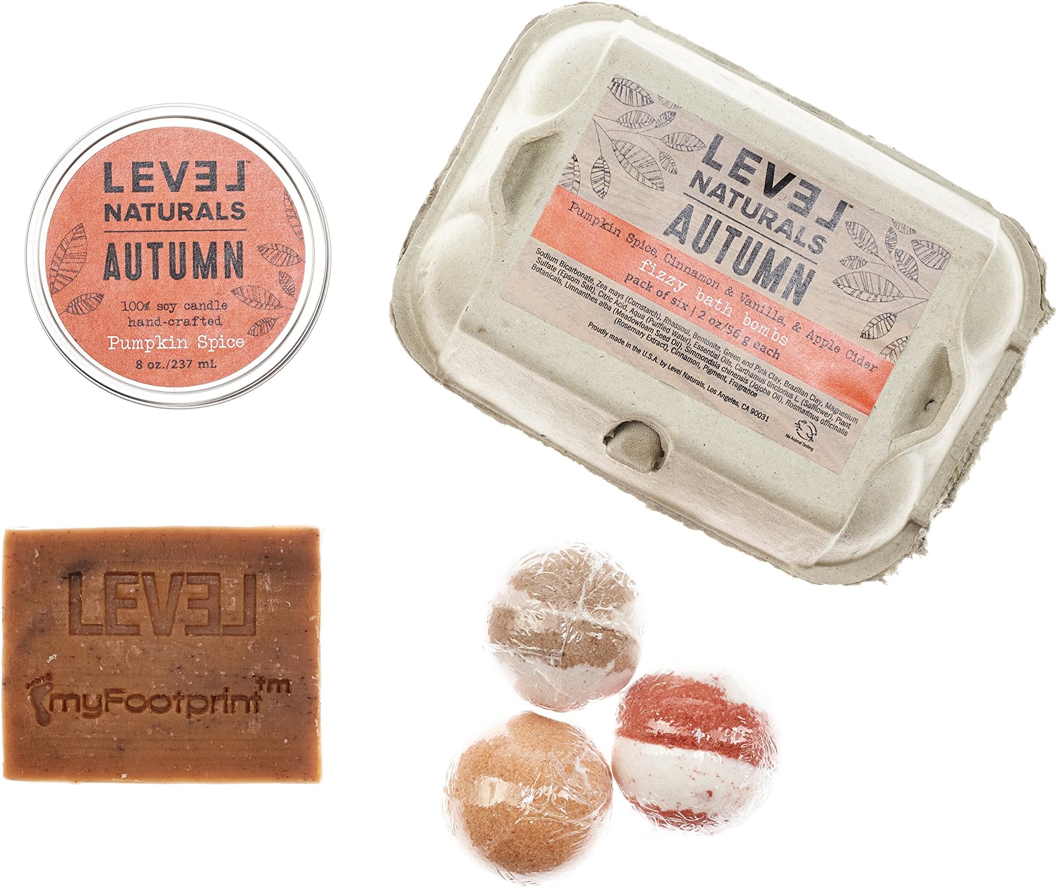 LIMITED EDITION: Level Naturals Autumn Bath Bomb, Candle + Soap Gift Set (MYFOOTPRINT.IS EXCLUSIVE)
