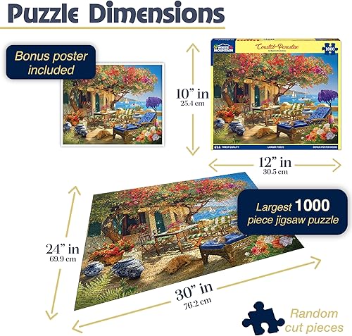 Vista 2 de White Mountain Rompecabezas de 1000 piezas con vista al mar y piezas grandes para adultos y familia, 24 x 30 pulgadas, paraíso costero