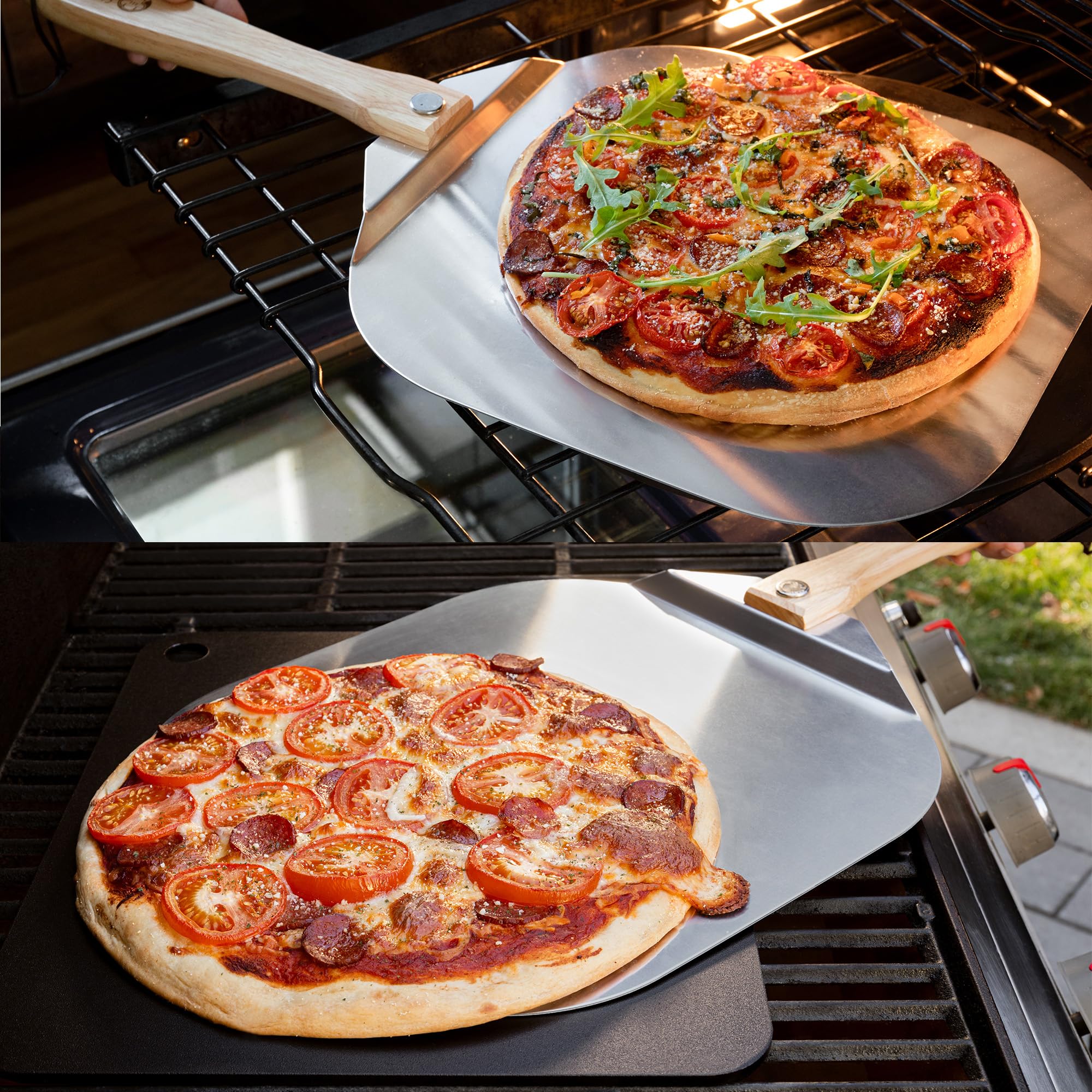 Chef Pomodoro Pelle a Pizza, Spatule Pizza 36,6 cm x 40,6 cm - Pelle Pizza en Aluminium de Haute Qualité - Pelle à Pizza Gourmande - Pizzas, Tarte Flambée
