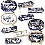 Big Dot of Happiness Photo Booth Props Kit - 10-Piece Starry Skies Props, DIY Assembly with Prop Stick, Premium Cardstock Party Decorations