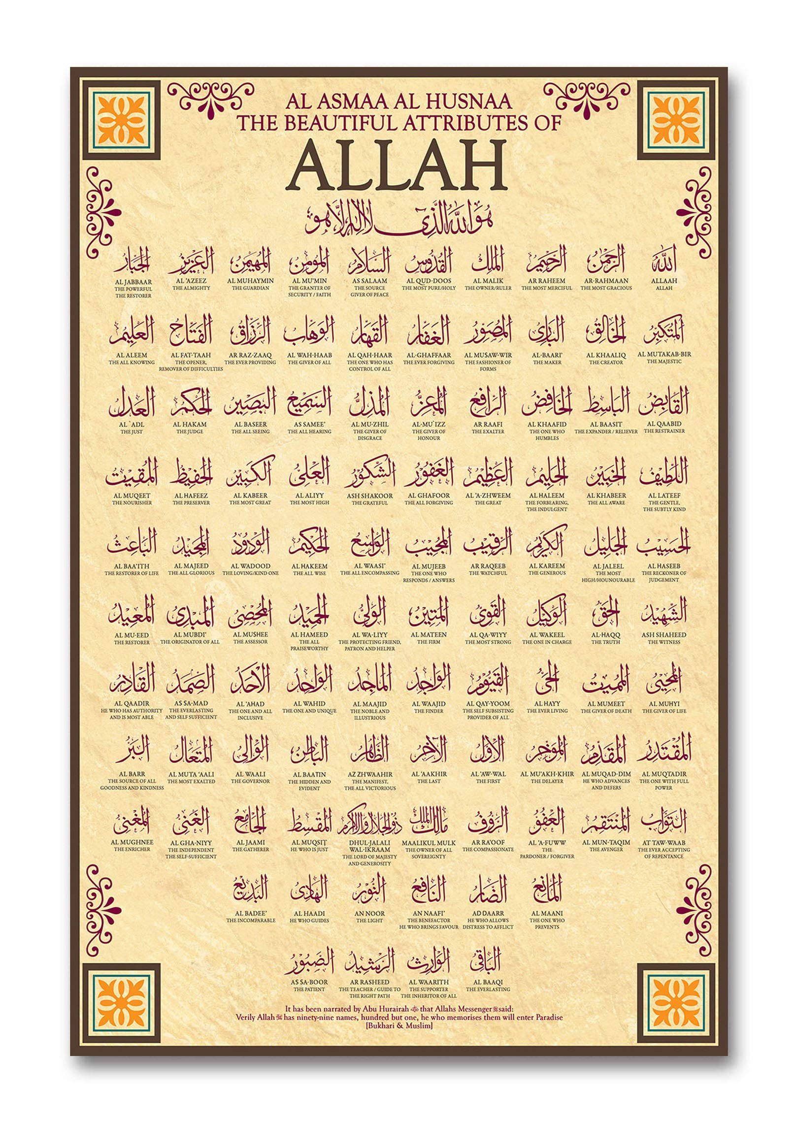 Tamatina Wall Poster-Beautiful Attributes of Allah-HD Quality Islam Posters (B086SQ3THS) Amazon Price History, Amazon Price Tracker