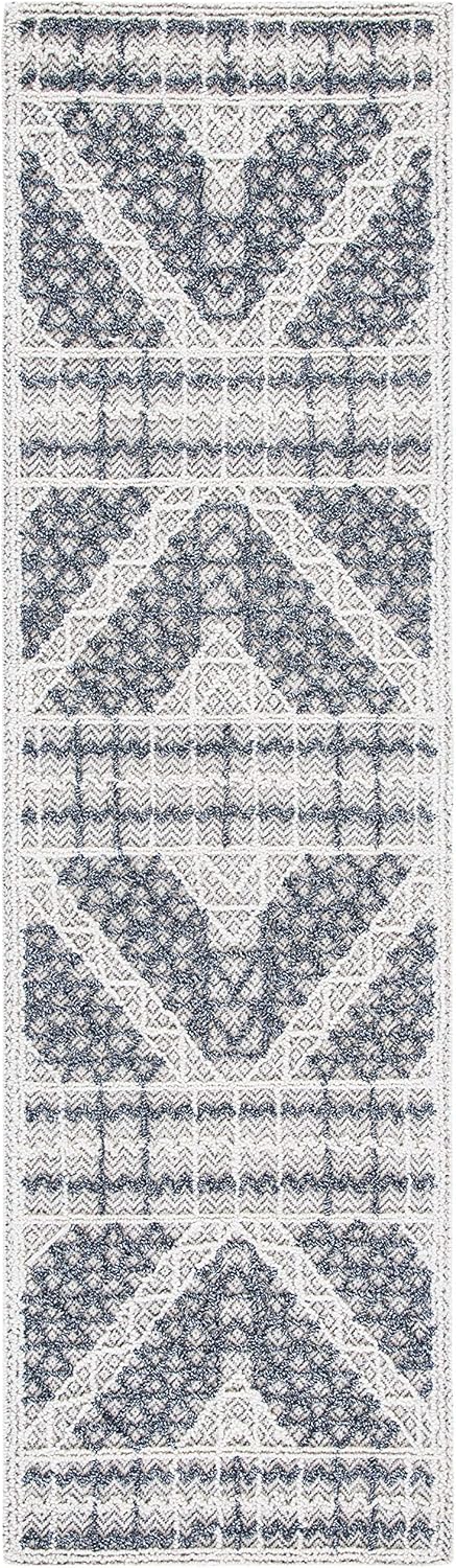 SAFAVIEH Trace Collection Runner Rug - 2'3" x 8', Grey & Charcoal, Handmade Wool & Viscose, Ideal for High Traffic Areas in Living Room, Bedroom (TRC216F)