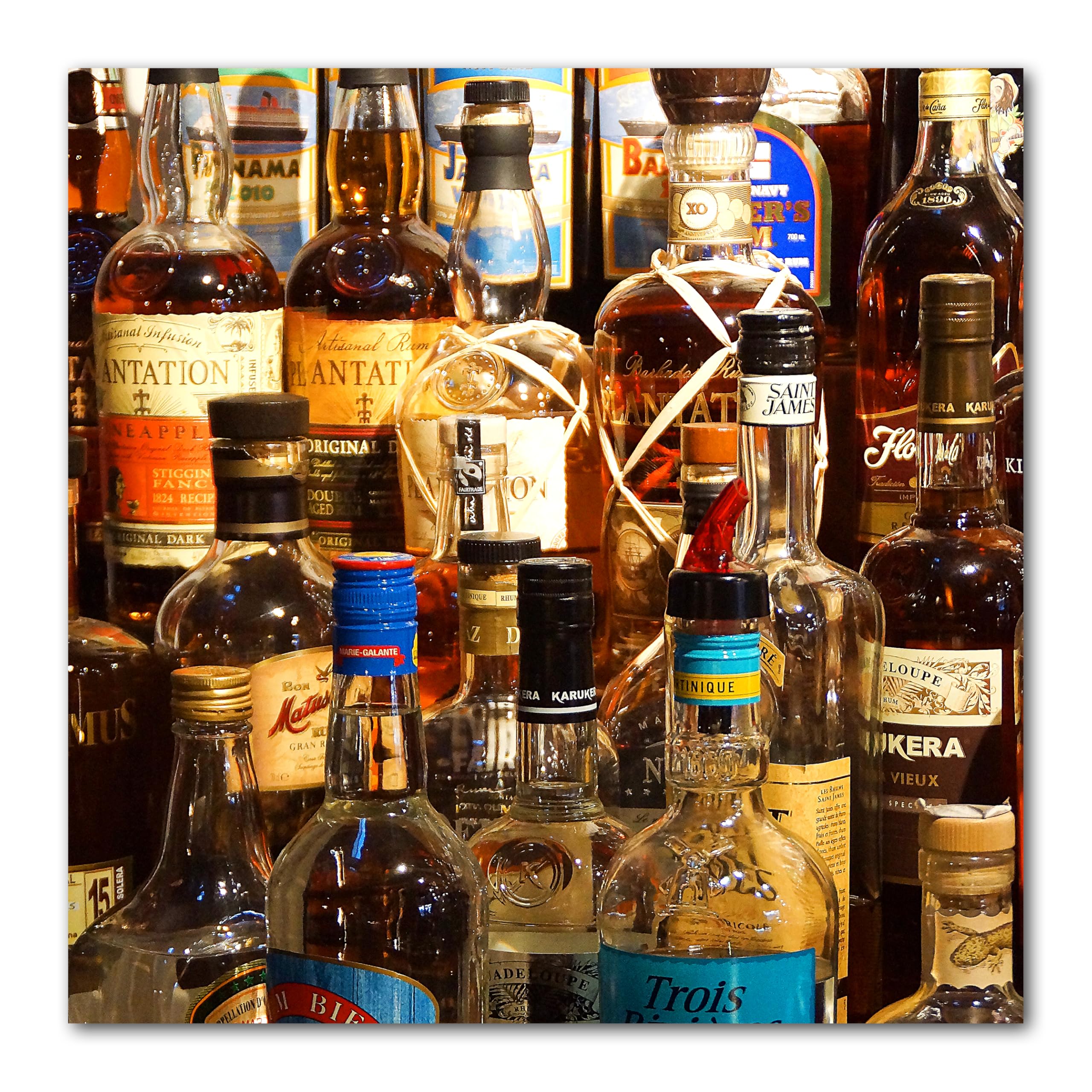 Glücksvilla - Drinks 4 - (Leinwand-Bild 2 cm, 150 x 150 cm) | div. Maße - aus DE - Kunstdruck XXL Deko Wandbild Quadrat - Getränke Bar Alkohol Restaurant