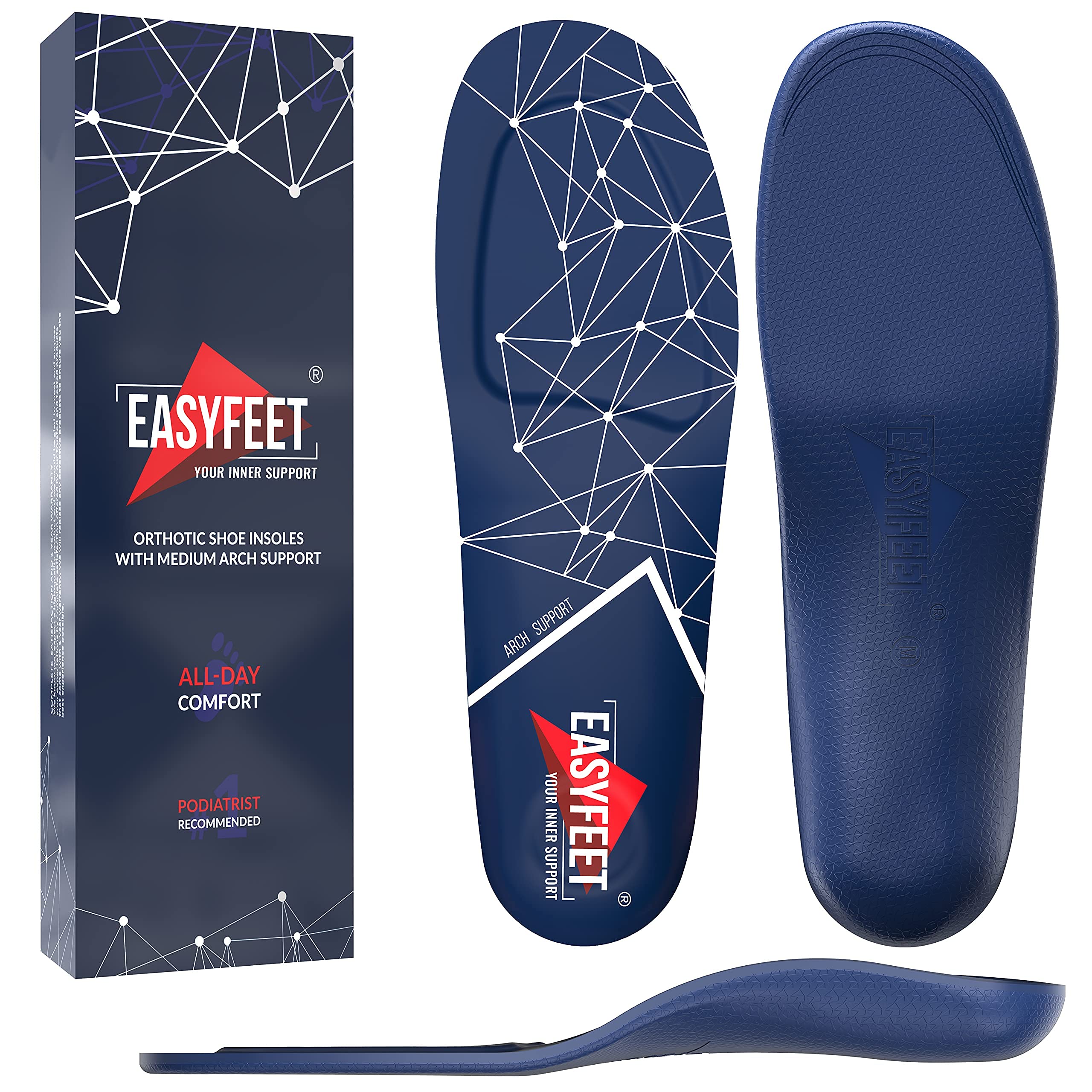 Buy {New 2022} Orthotic Work Insoles Anti igue Medium Arch Support Shoe Insoles Men Women