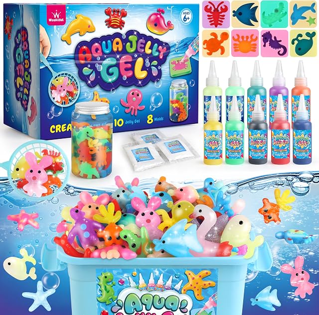 Magic Gel Water Elf Toy Kit, Aqua Fairy Water Gel Kit pour les enfants avec 10PCS Gels Aqua Jelly & Moules d'animaux, Cadeau pour Noël, Pâques, Anniversaire, Nouvel An, Créative Art Craft Girls 6 7 8 9 10 Année