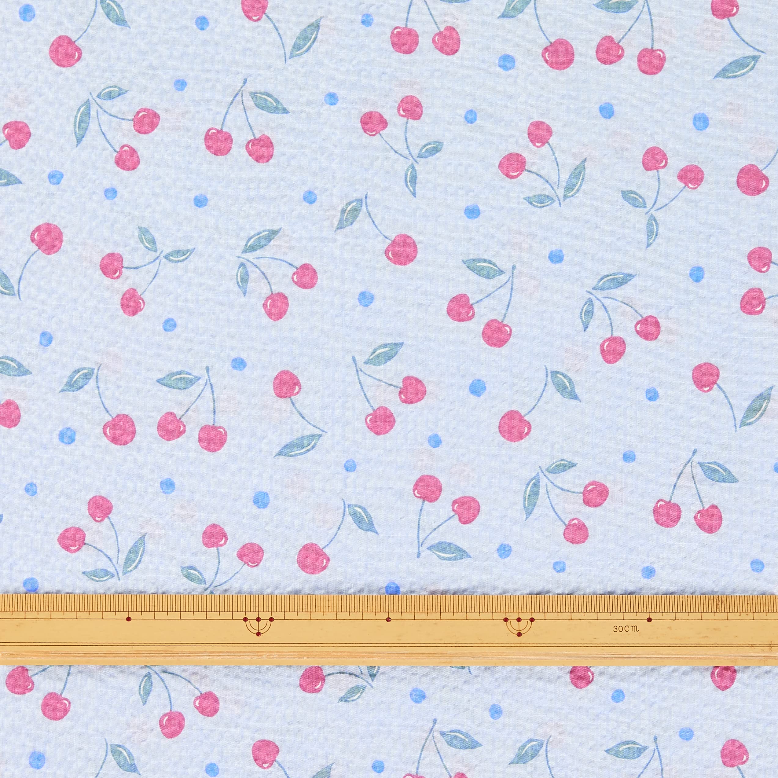 Amazon.co.jp: KIYOHARA お気に入りシリーズ さくらんぼドット 生地 リップル 綿 100% 約106cm×1.5Mカット  Col.BL ブルー MOWR-20C : おもちゃ