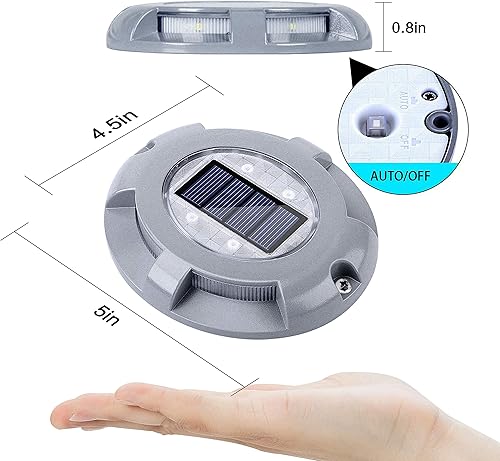 Miniatura 6 de SIEDiNLAR Luces solares para cubierta de entrada, luz LED alimentada por energía solar para exteriores, impermeables, marcadores de carretera para