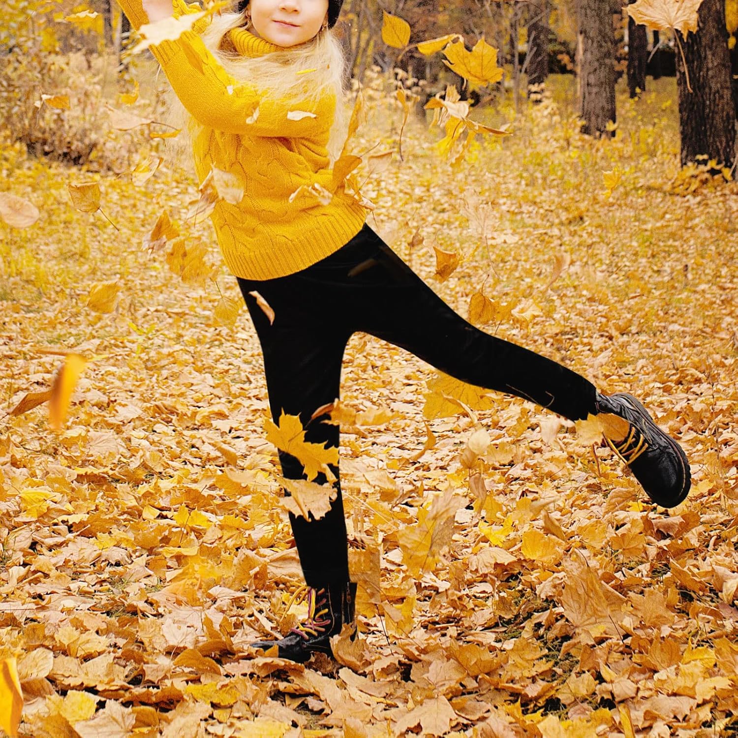 JOCMIC Girls Fleece Lined Leggings Winter Pants Thick and Warm Pack of 2 - Image 6