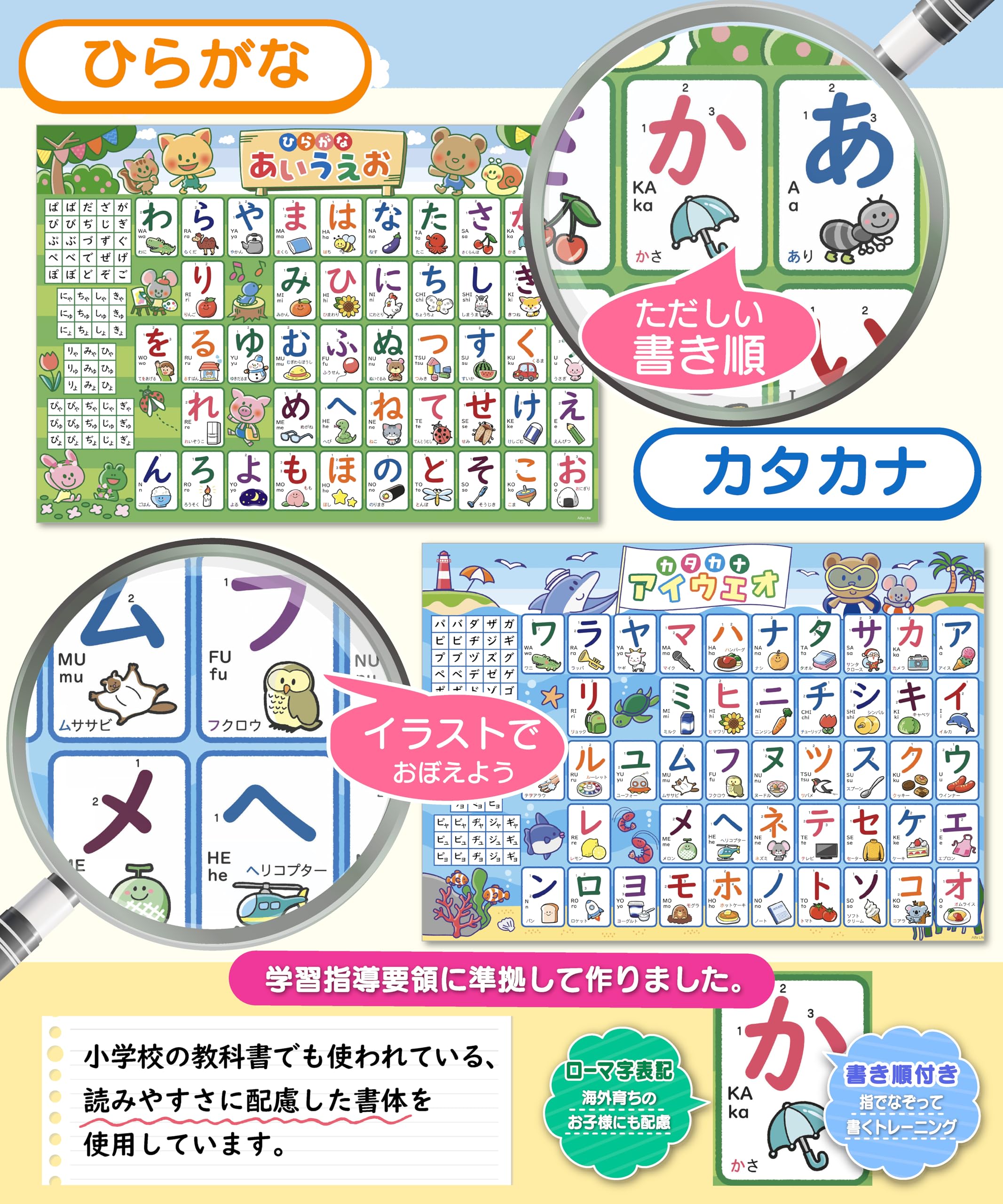 Amazon.co.jp: 【お風呂で勉強】2枚セット (①ひらがな②カタカナ