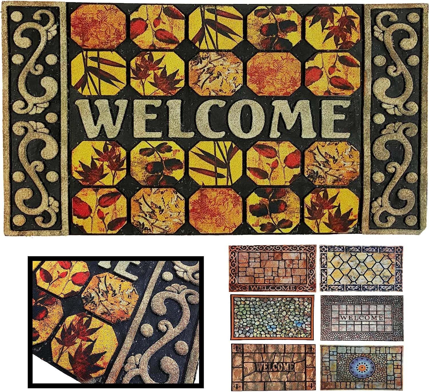 LucaHome - Felpudo Entrada casa de Goma-Flocada Texas 45x75 cm Forma Base Antideslizante- fácil Limpieza- Felpudo Absorbente Acolchado- Fepudo para Exterior e Interior (Cuadrados)