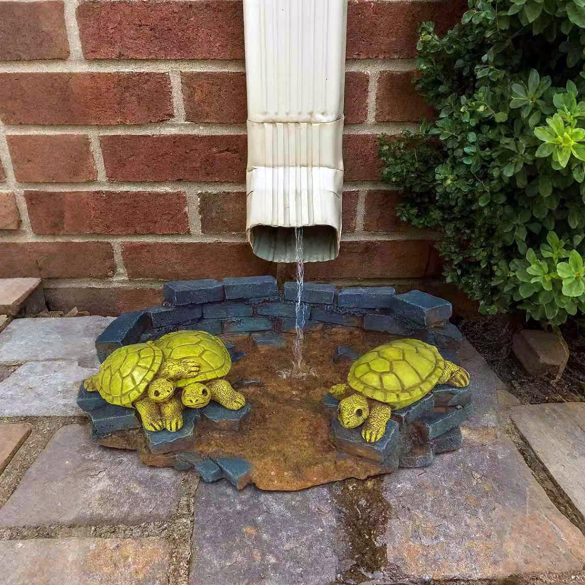 Solar Turtle Gutter Downspout Splash Block – Resin Decorative Drainage Extender With LED Light, 16.5x15.5x14.3 Cm