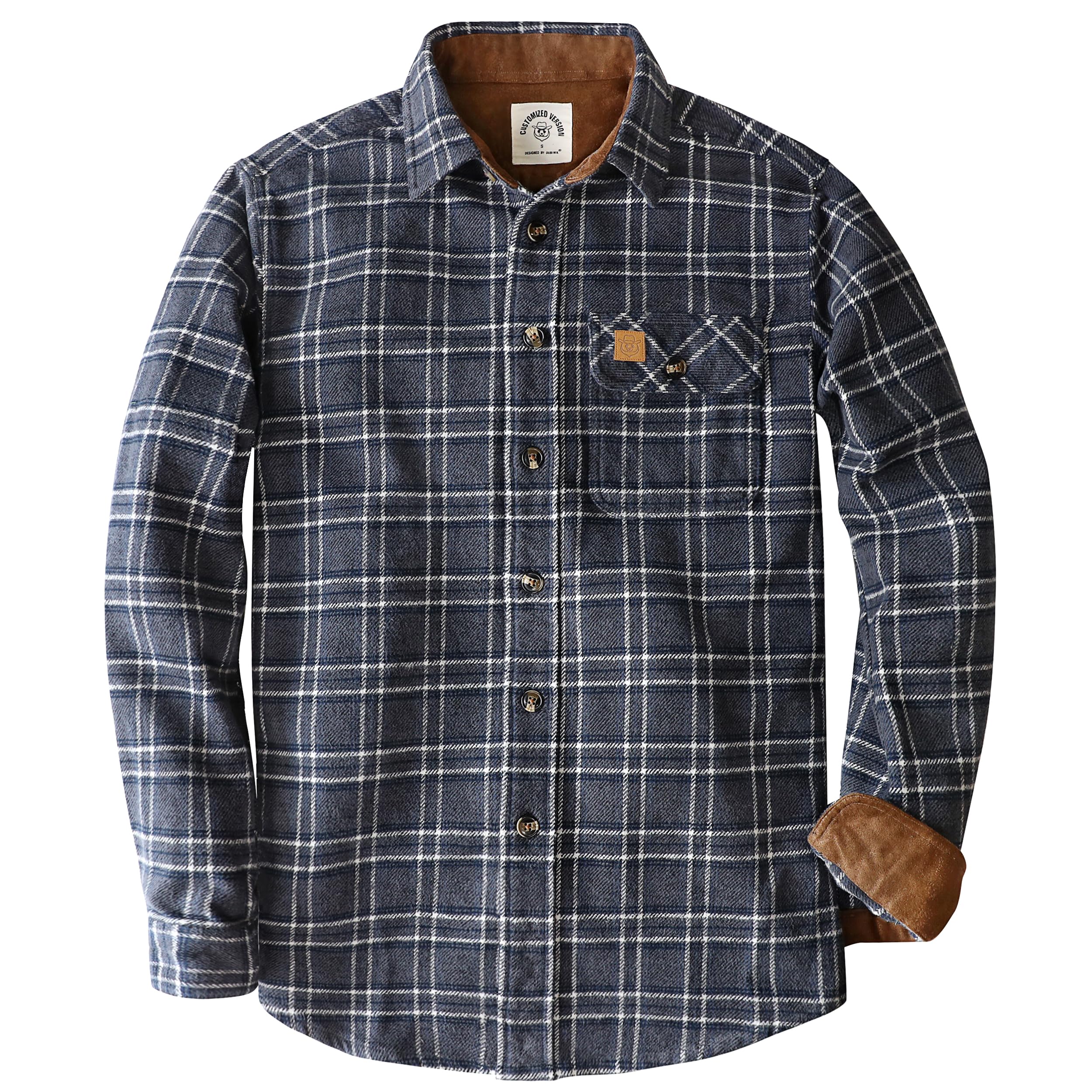 Dubinik® 13oz Super Schweres Flanellhemd Herren Hemd Langarm Kariert Warmes Casual Baumwolle Schwer Button Down