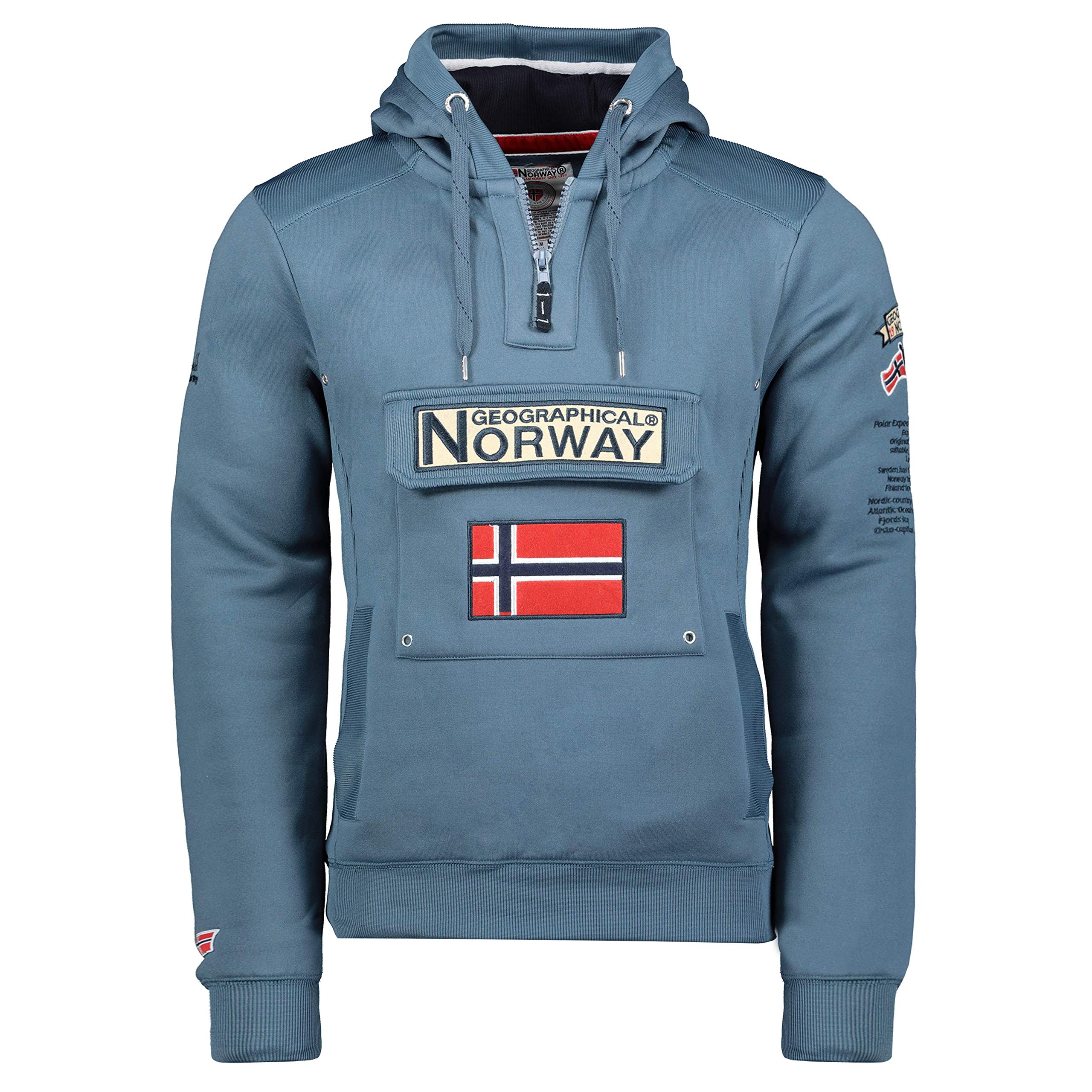 Geographical Norway Gymclass męska bluza z kapturem z kieszenią kangura na zamek błyskawiczny - bluzy z kapturem śnieg z długim rękawem - idealna sukienka na wiosnę, lato, jesień, zimę