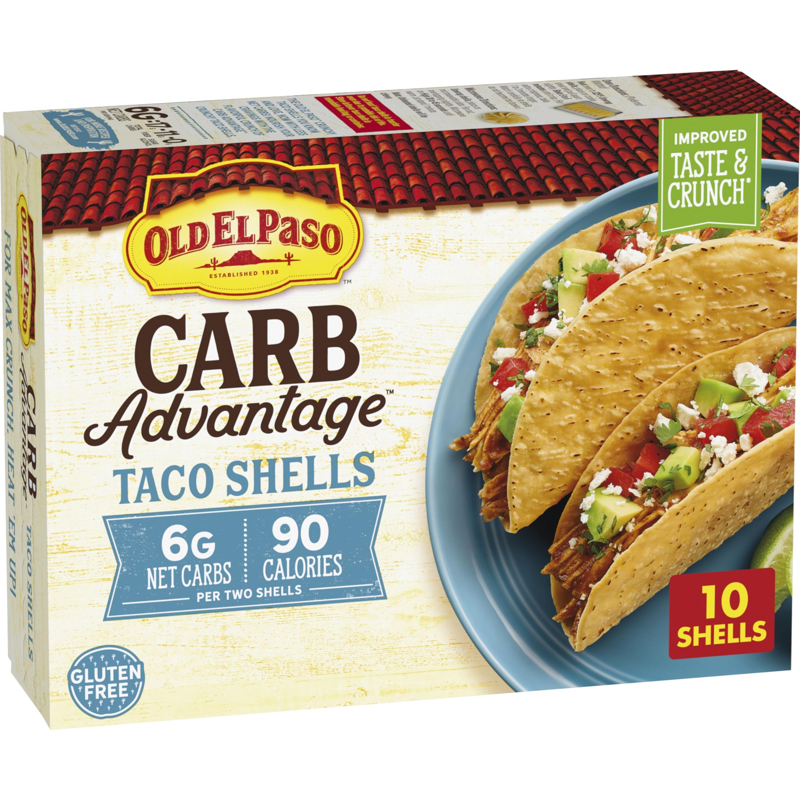 Carb Advantage Crunchy Taco Shells, 6g Net Carbs, 90 Calories, 10 Ct, 4.6 oz